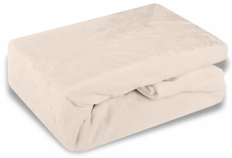 EMI krémszínű mikroplüss gumis lepedő, 180x200-as lap