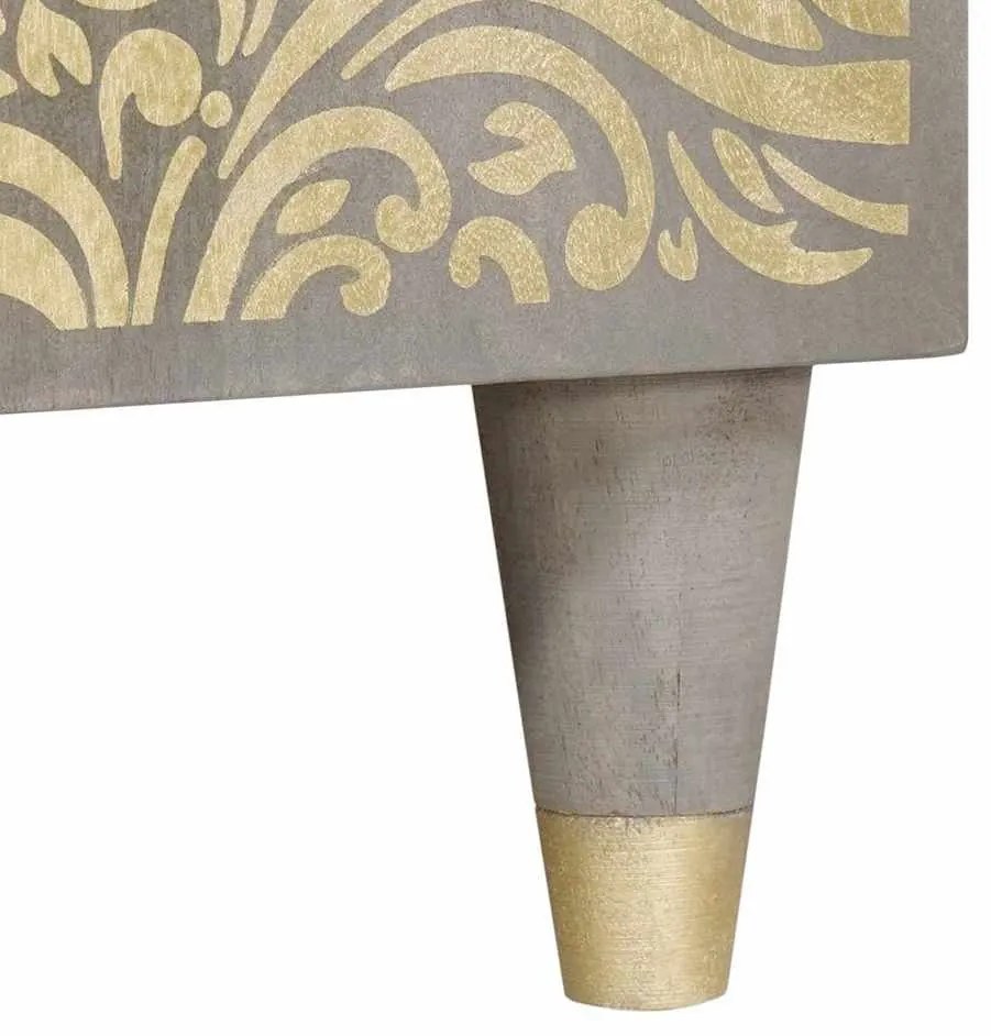 Széf polcokkal Szürke és Arany 90 x 33.5 x 75 cm Tömör mangófa