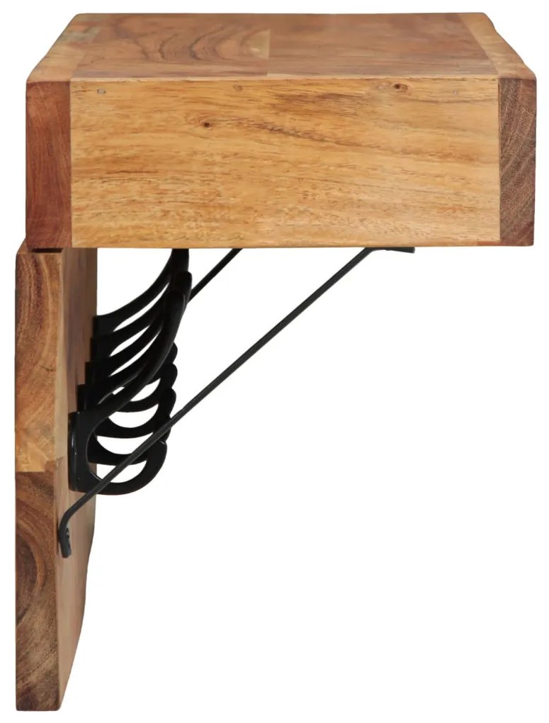 Fogas polcokkal tárolóval Barna 73 x 19 x 23 cm Tömör akácfa