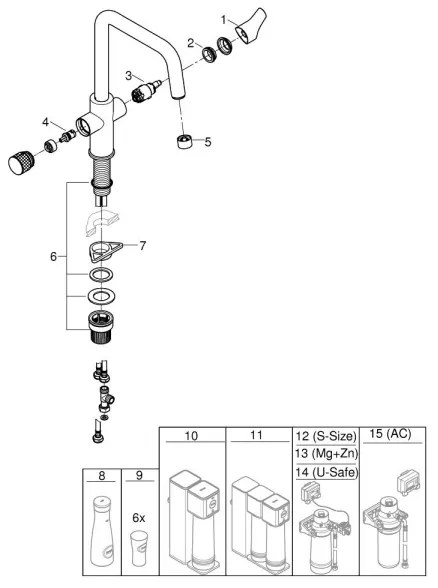 GROHE 30595DC0 - BLUE PURE rozsdamentes acél mosogató csaptelep