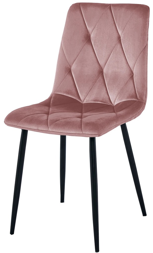 Rózsaszín bársony étkezőszék LIBRA fekete lábakkal