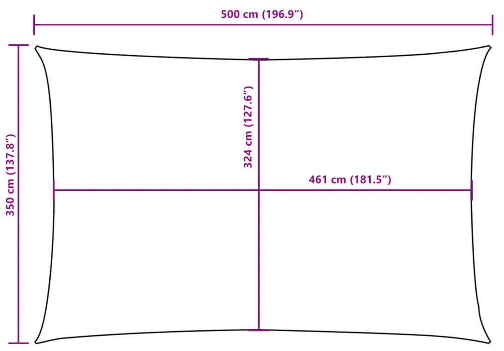 tópszínű téglalap alakú oxford-szövet napvitorla 3,5 x 5 m