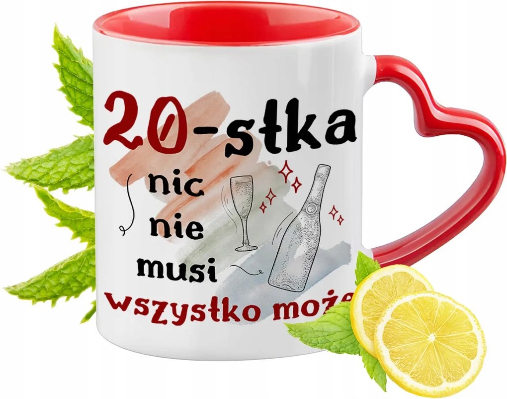 Születésnap 20 20. 20. Piros Bögre Szív Alakú Füllel Ajándék