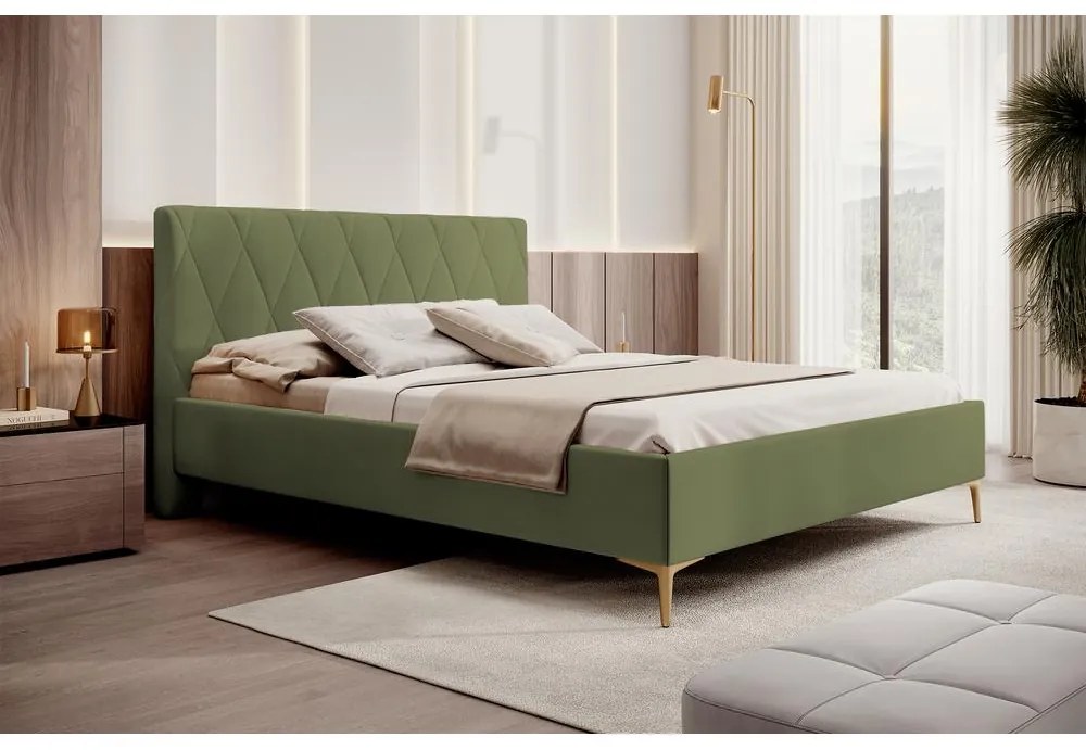 Franciaágy 160 cm Tikka 160 (oliva + arany). 1099424