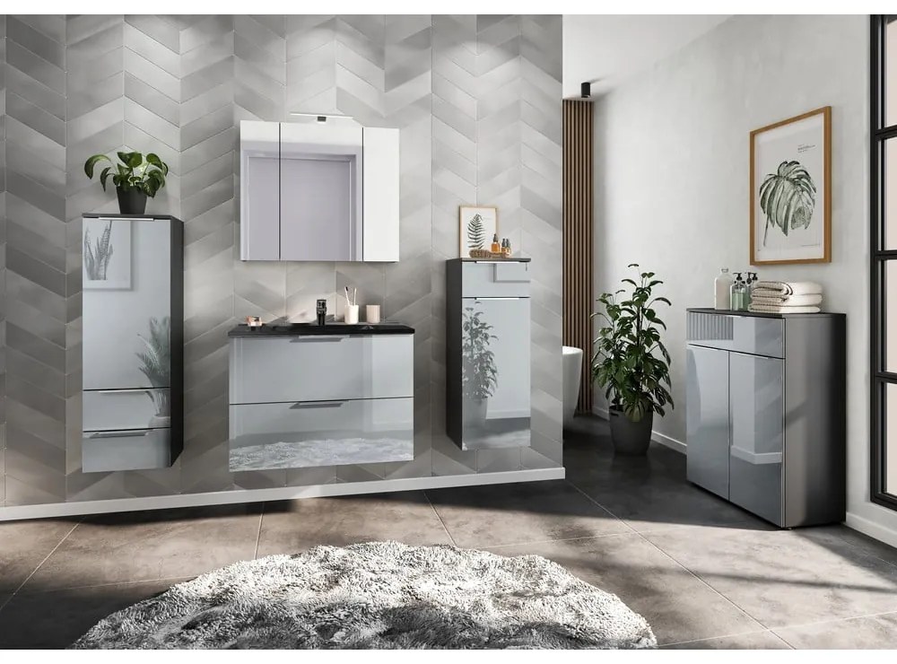 Fekete-szürke fali szekrény mosdókagylóval 81x61 cm Vasio – Germania