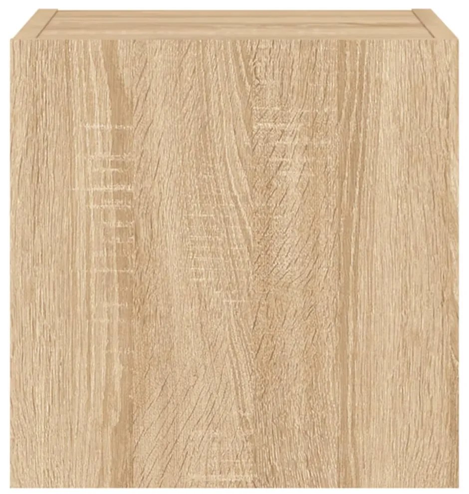 2 db sonoma tölgy színű fali TV-szekrény LED-del 30,5x35x30 cm
