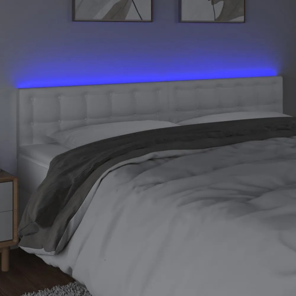 fehér műbőr LED-es fejtámla 200 x 5 x 78/88 cm