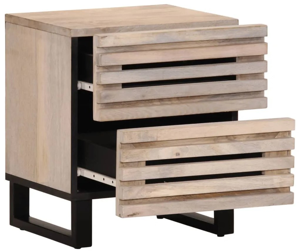 2 db fehérített tömör mangófa éjjeliszekrény 40 x 34 x 46 cm