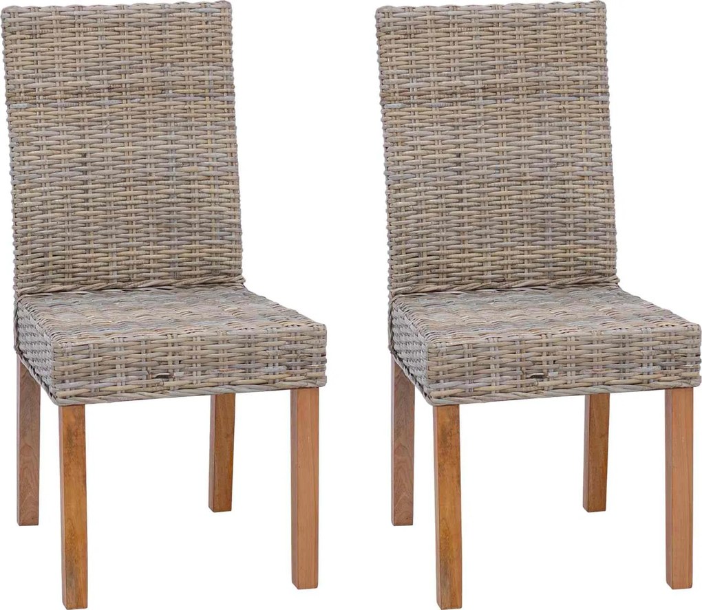 vidaXL Étkezőszék 2 pcs Kubu Szürke 45 x 54 x 93 cm Tömör Mahagóni Fa