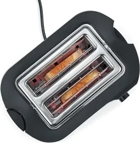 Severin AT 2589 - Két szeletes kenyérpirító 800W/230V rozsdamentes acél/fekete