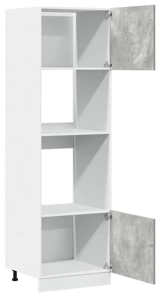 betonszürke forgácslap mikrohullámú sütő szekrény 60x57x207 cm