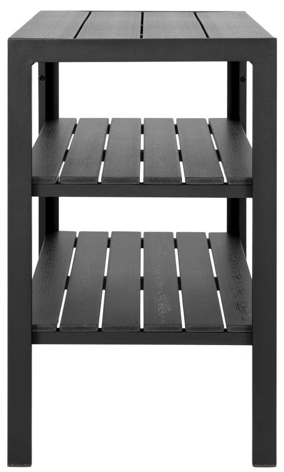 Taormina zsúrkocsi, aluminium-fahatású, fekete, 3 polc