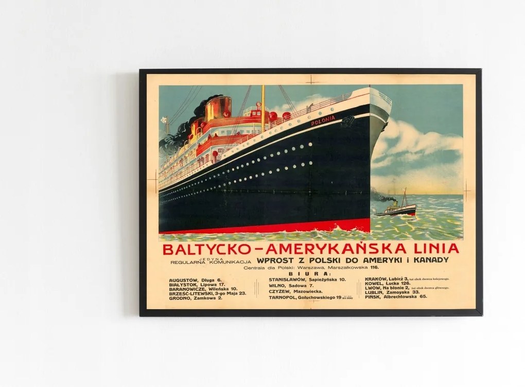 Régi poszter Lengyel Amerika komp 1920méret 70x50cm