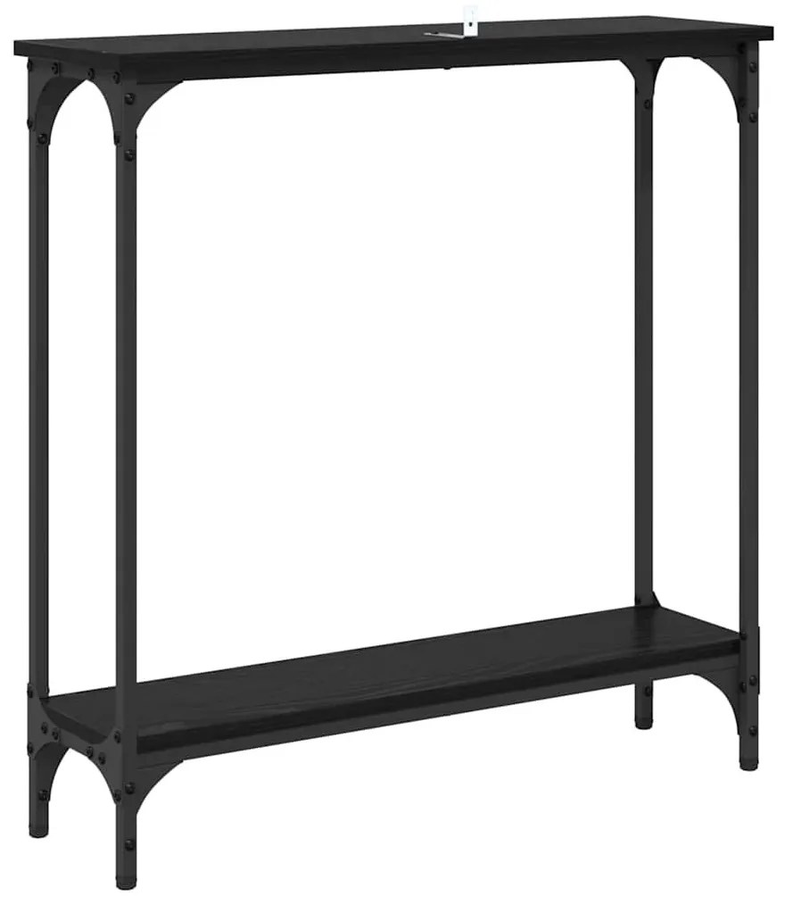 vidaXL Konzolasztal polcokkal Fekete tölgy 75 x 22,5 x 75 cm Faanyag