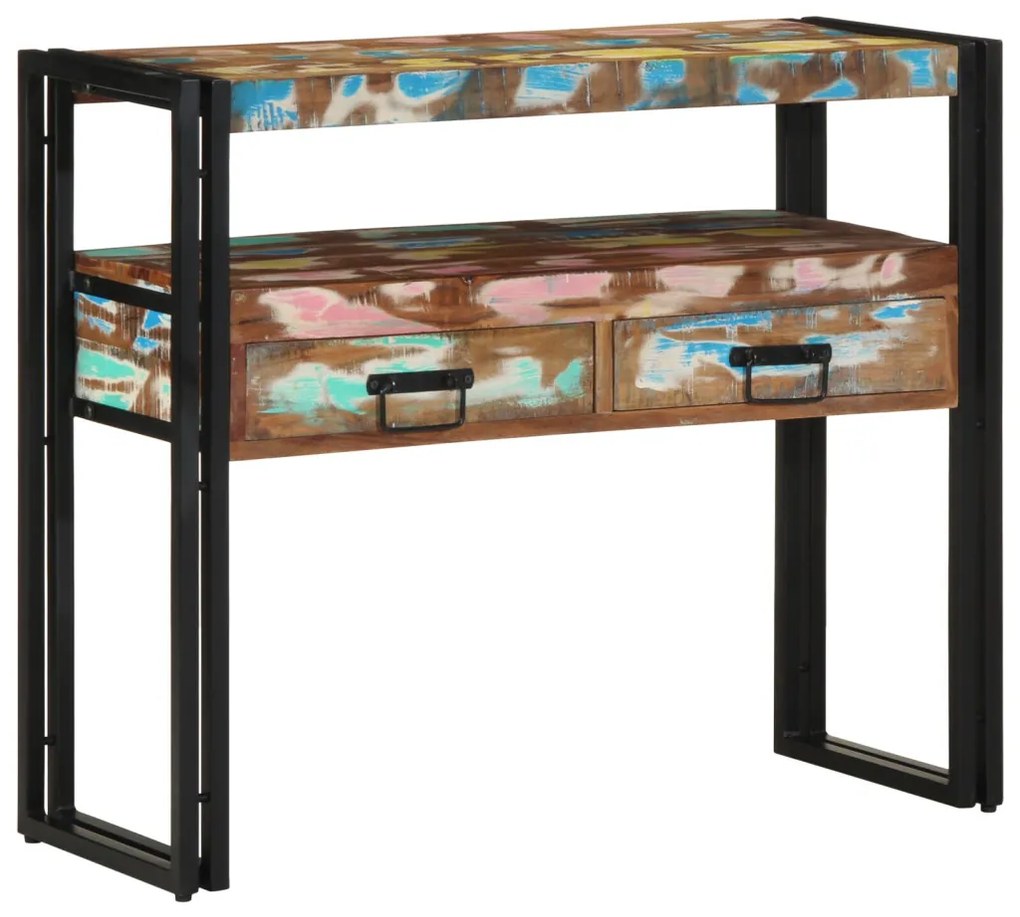 Végasztalok Többszínű 90x33x75 cm Tömör újrahasznosított fa és fém