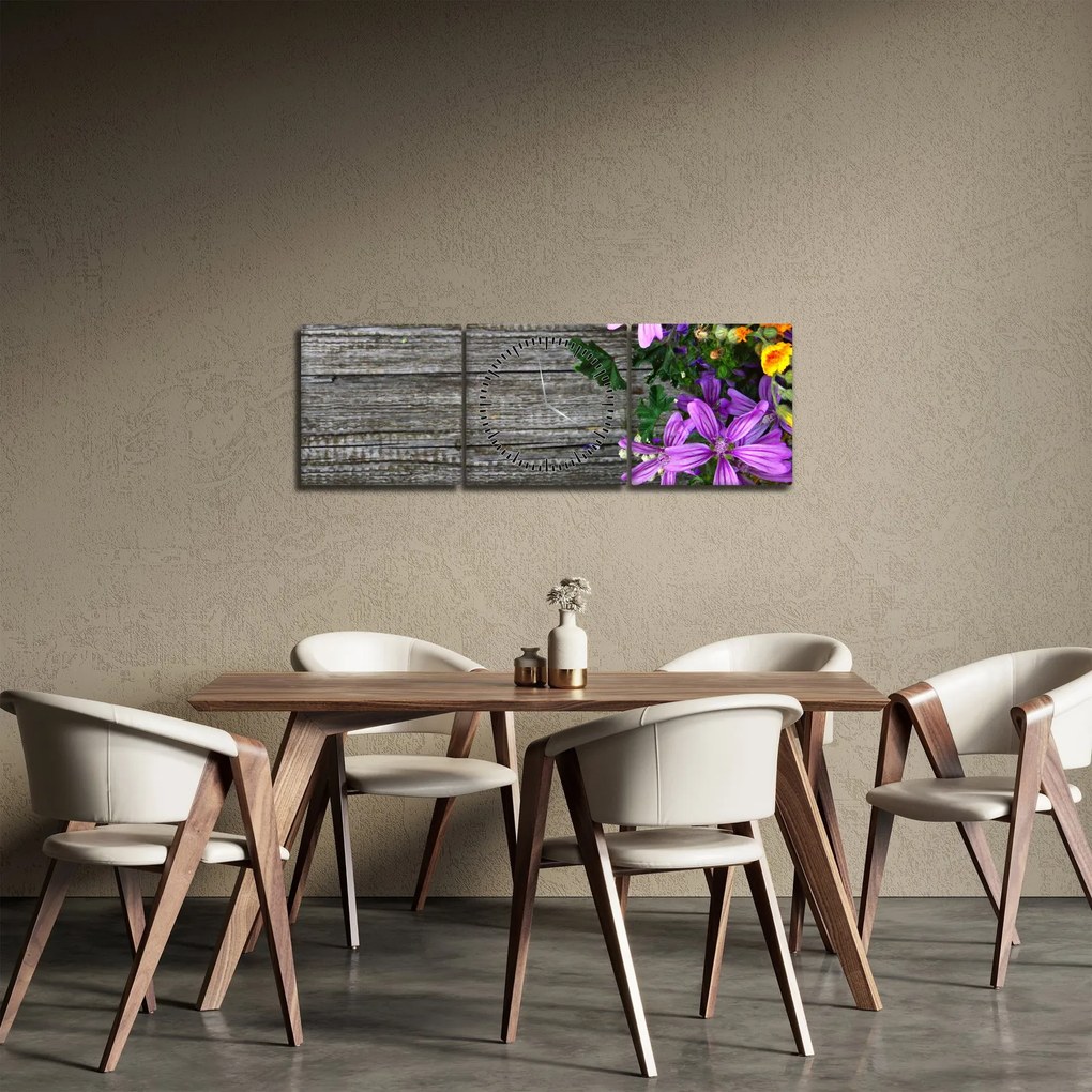 Kép - réti virágok (órával) (90x30 cm)