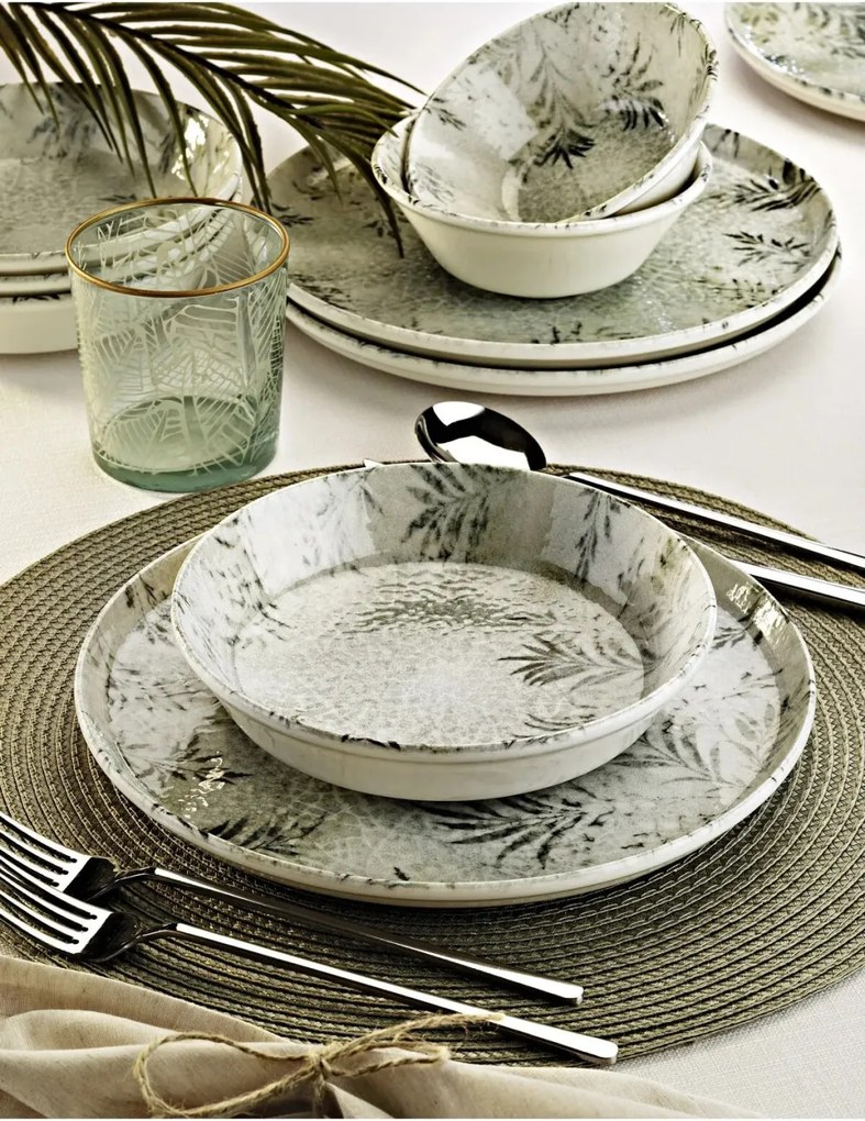 18 részes porcelán étkészlet fehér-antracit