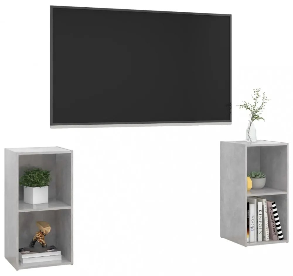 2 db betonszürke szerelt fa TV-szekrény 72 x 35 x 36,5 cm