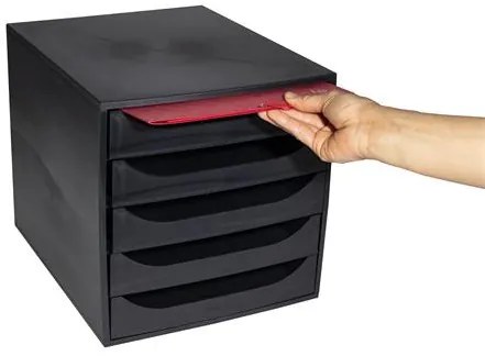 Irattároló, műanyag, 5 fiókos, EXACOMPTA Ecobox ExoBlack, fekete (EX229014D)