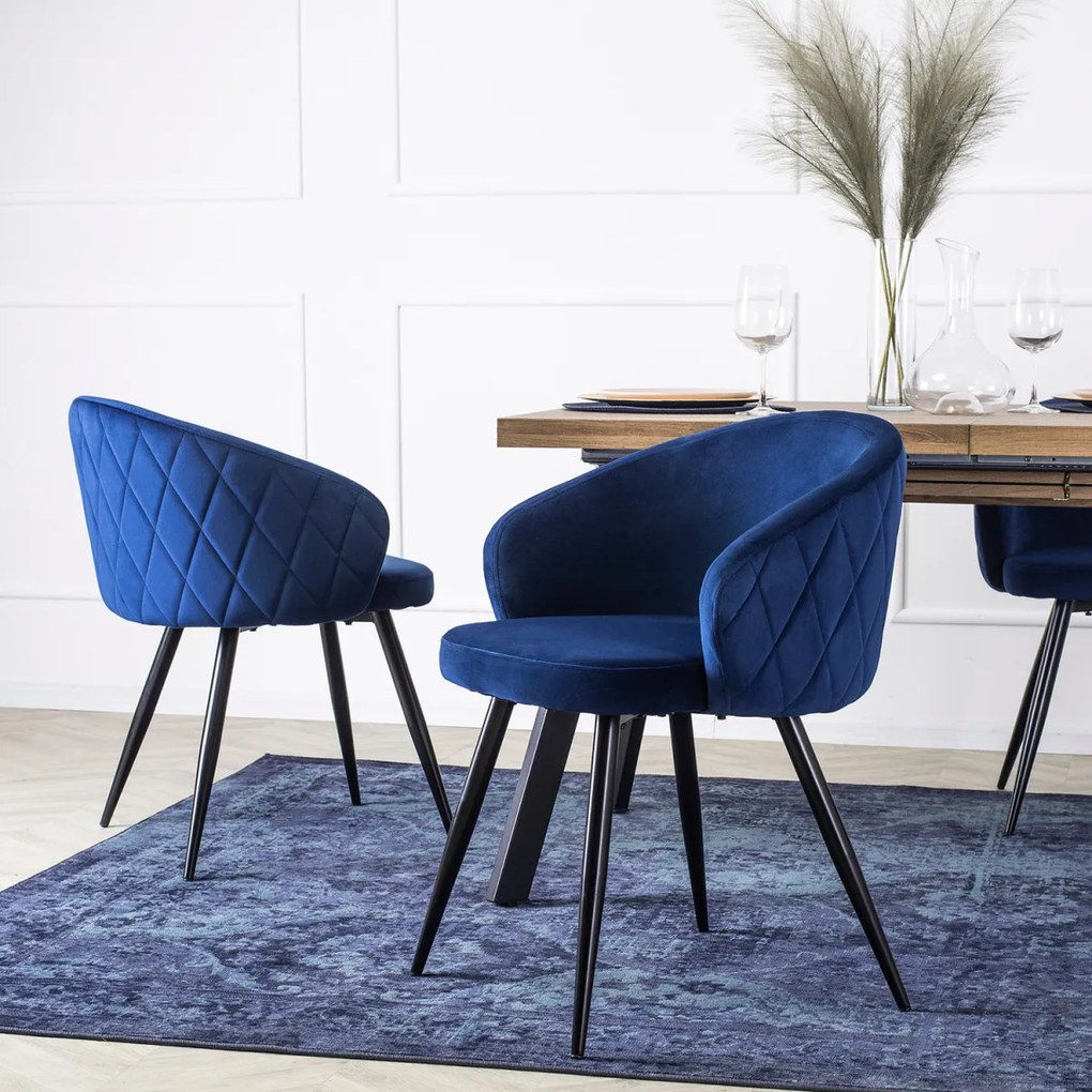 Elegáns Étkezőszék Sötétkék Bársony Kárpittal. ADELE