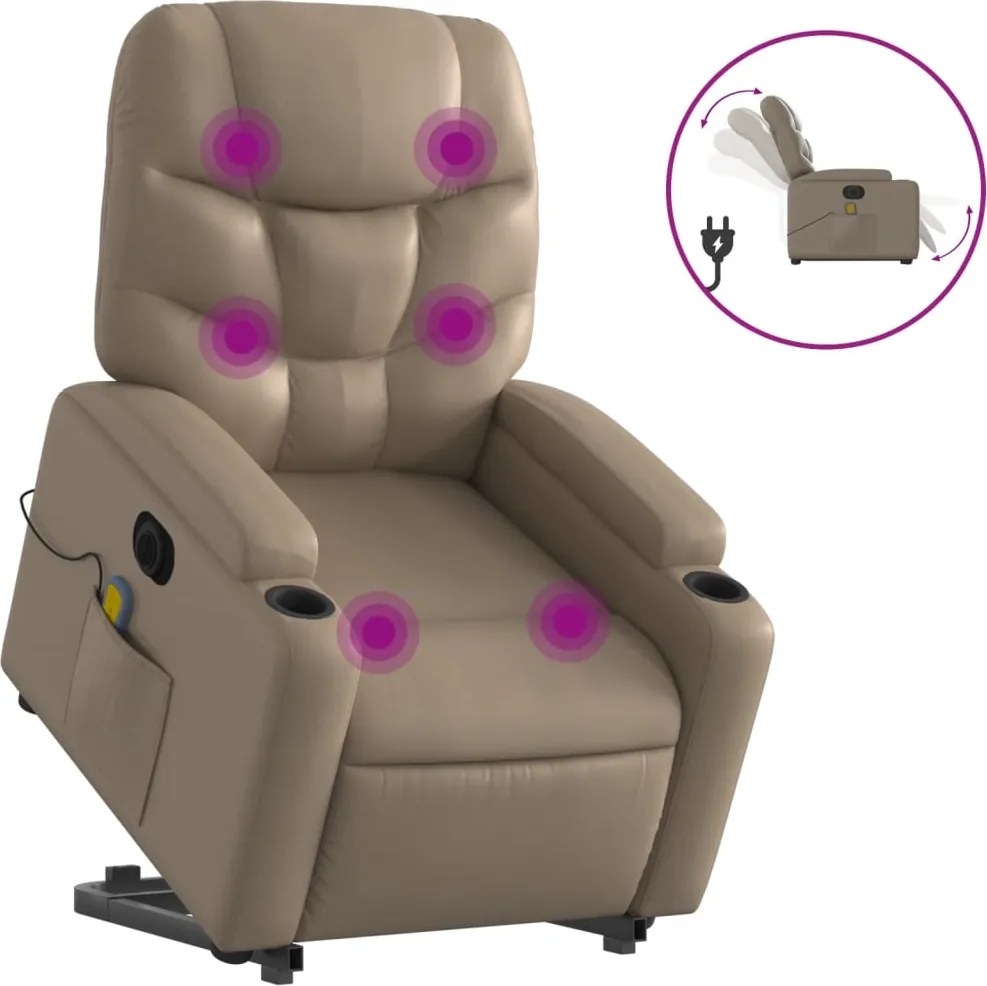 vidaXL elektromos kávészínű műbőr felállást segítő masszázsfotel