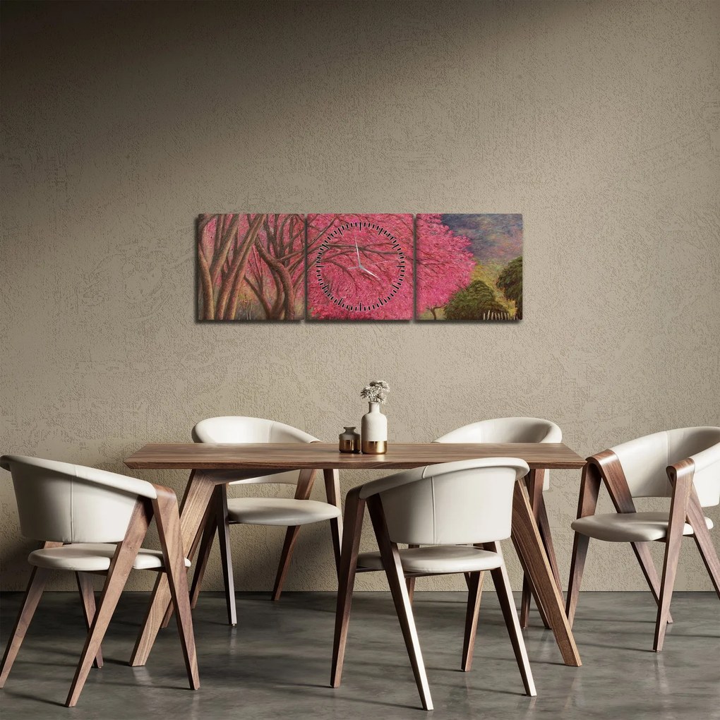 Virágzó fák képe (órával) (90x30 cm)