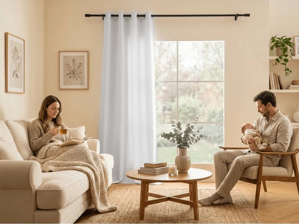Függöny OXFORD LIGHT 140x250 cm, fehér Felfüggesztés: Hullámos sínszalag