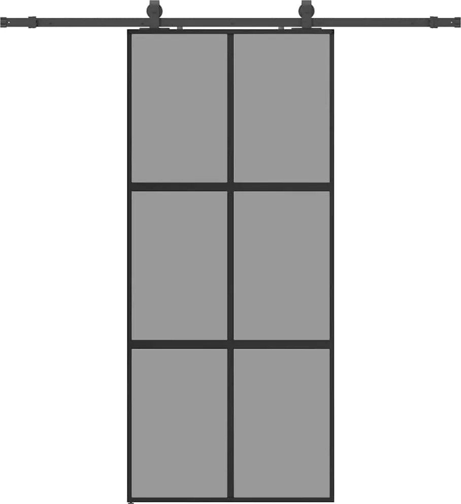 vidaXL fekete edzett üveg tolóajtó fémszerelék szettel 90x205 cm