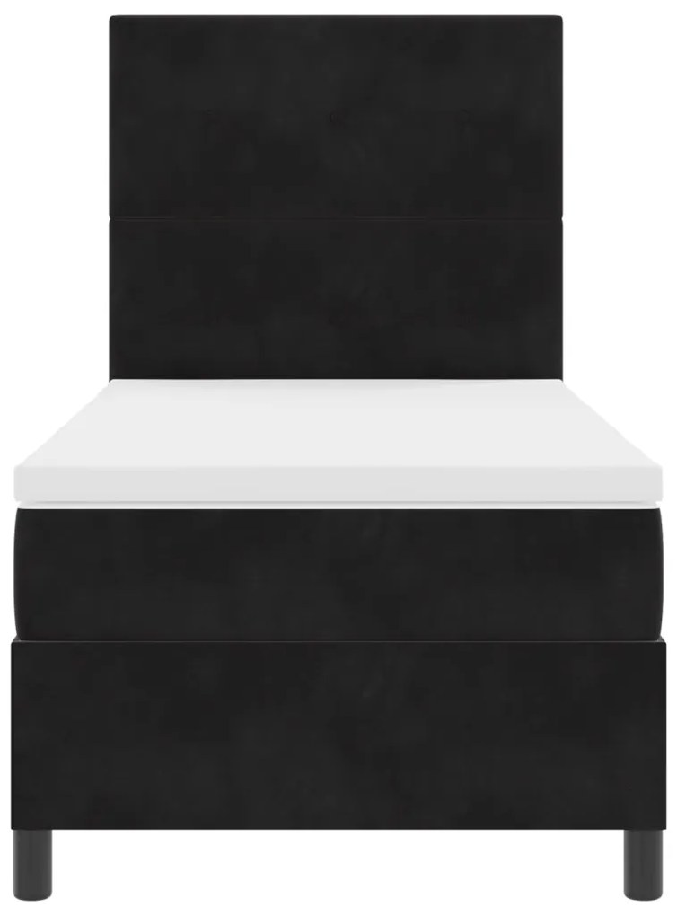 Boxspring Ágy Mattal és LED Fekete 100x200 cm Bársonyos