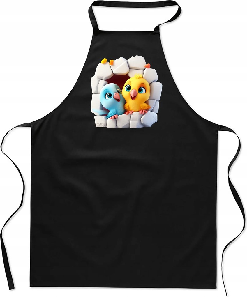 Konyhai Kötény pamut fekete lyuk Madárka pár FA_492_cz