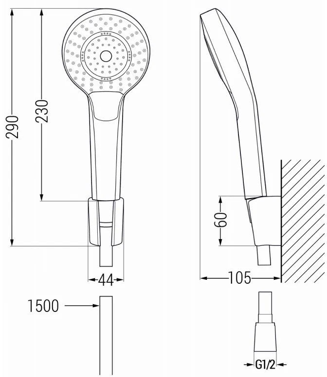 Mexen Kama fürdőszett R05, króm - 72503R05-00