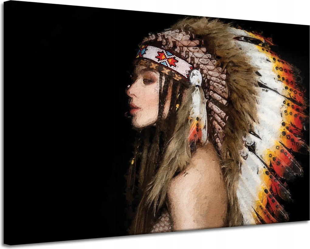 Vászonkép Nő indián Művészet Festmény 120x80 cm