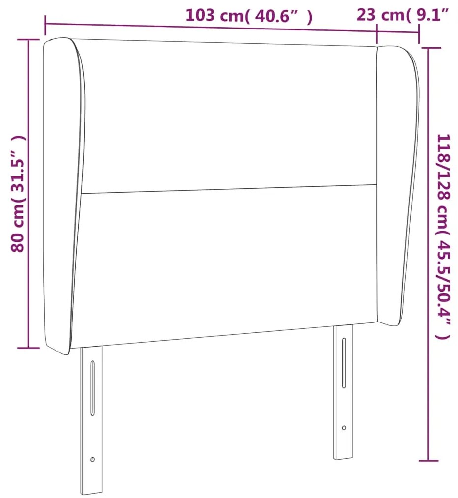 szürke műbőr fejtámla szárnyakkal 103 x 23 x 118/128 cm