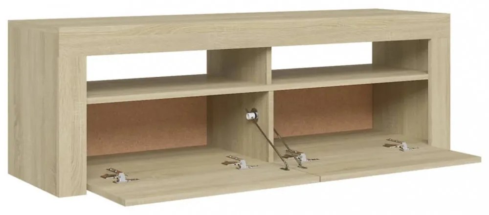 sonoma tölgy színű TV-szekrény LED-lámpákkal 120 x 35 x 40 cm