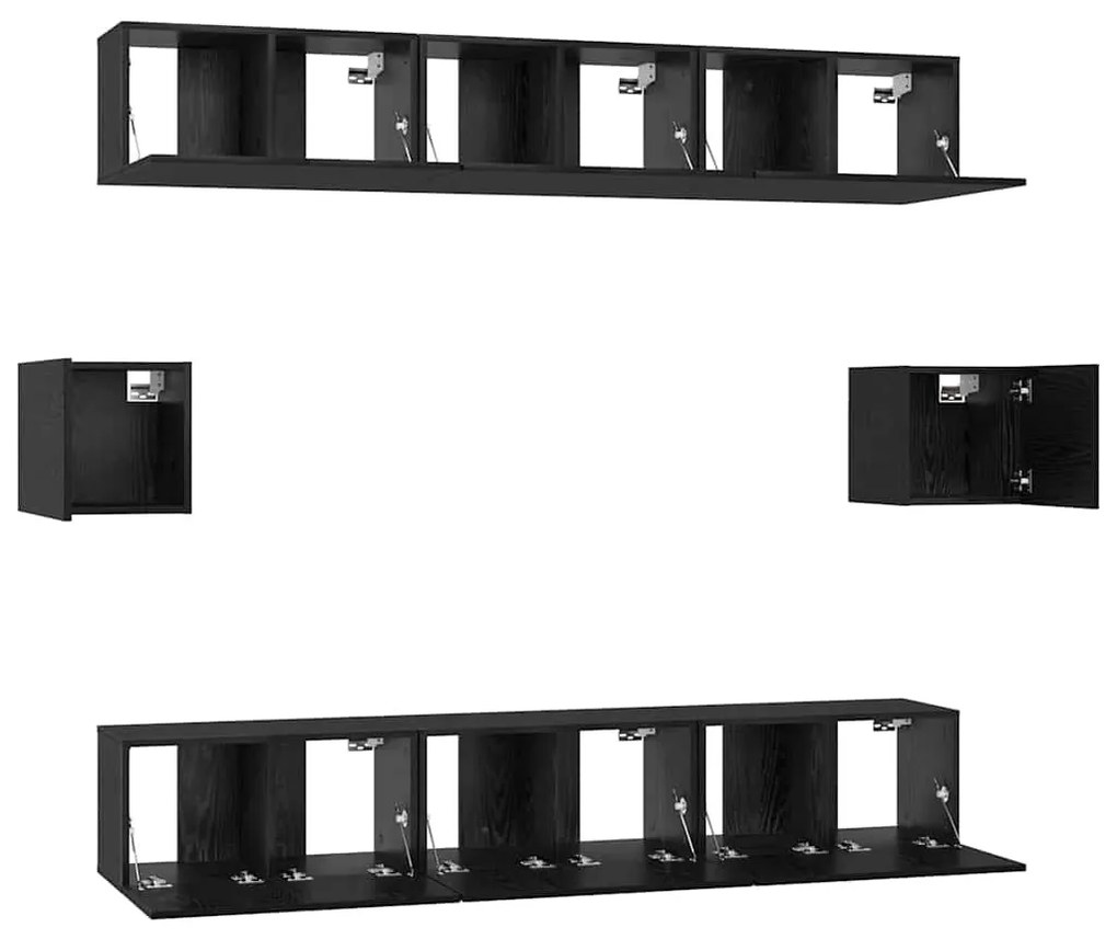 TV szekrény garnitúra 8 pcs Musta tammi 60 x 30 x 30 cm Faanyag