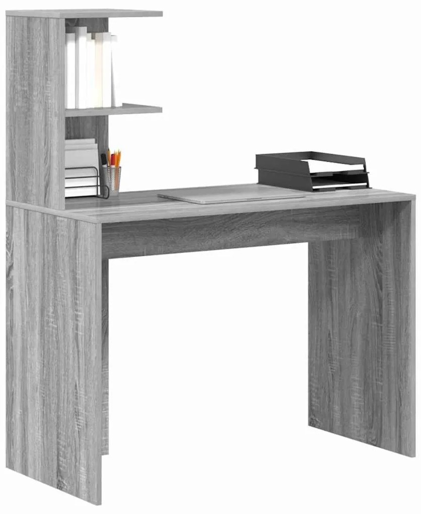 Asztal polcokkal Szürke sonoma 102 x 50 x 124 cm Faanyag