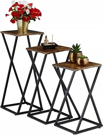 Relaxdays növénytartó állvány szett 3 oszlopos