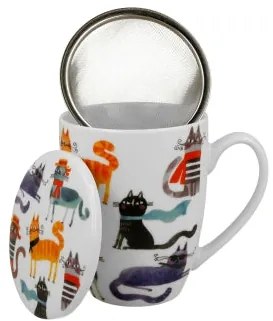Cicás porcelán bögre tetővel fém szűrővel 360 ml