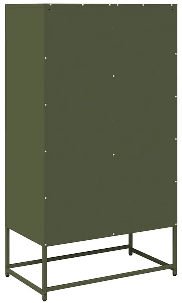 Highboard olívazöld 68x39x123 cm Acél