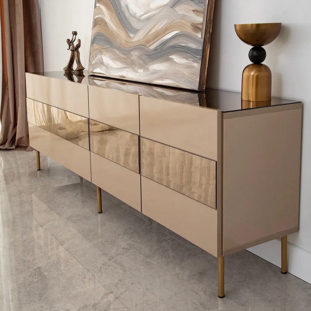 Leon TV-állvány, bronz-arany, 180 cm