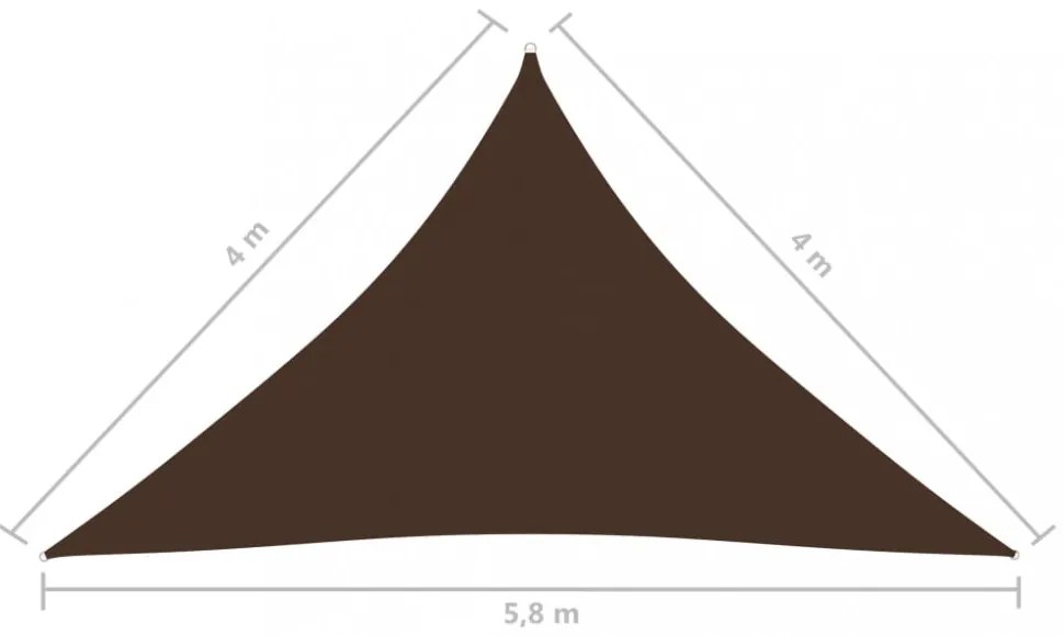 barna háromszög alakú oxford-szövet napvitorla 4 x 4 x 5,8 m