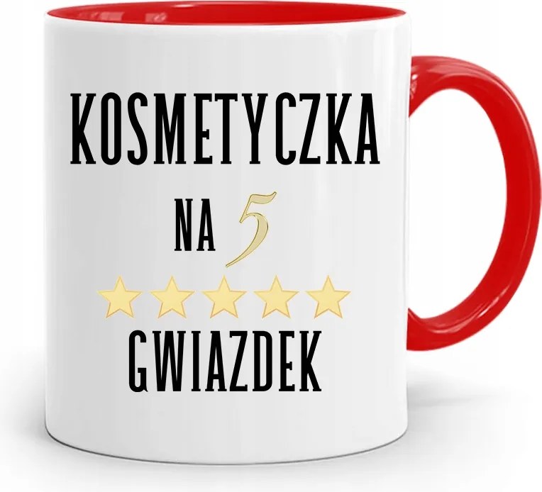 Piros Bögre Kozmetikusnak Ötcsillagos, fényképes nyomattal