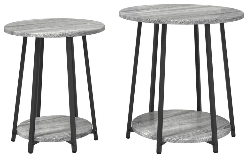 vidaXL Kisasztal készlet polcokkal 2 pcs Szürke Sonoma és Fekete