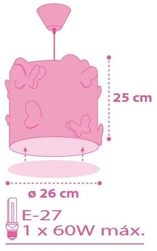 Dalber 62142 - Gyermek csillár BUTTERFLY 1xE27/60W/230V