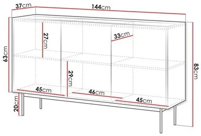 Szekrény Corado CK144 (kasmír + linea tölgy) . 1105916