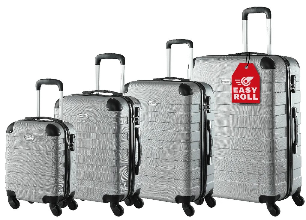 Deuba 4 darabos utazóbőrönd szett - ezüst