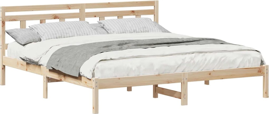 vidaXL Ágykeret Barna 180 x 200 cm Tömör fenyőfa