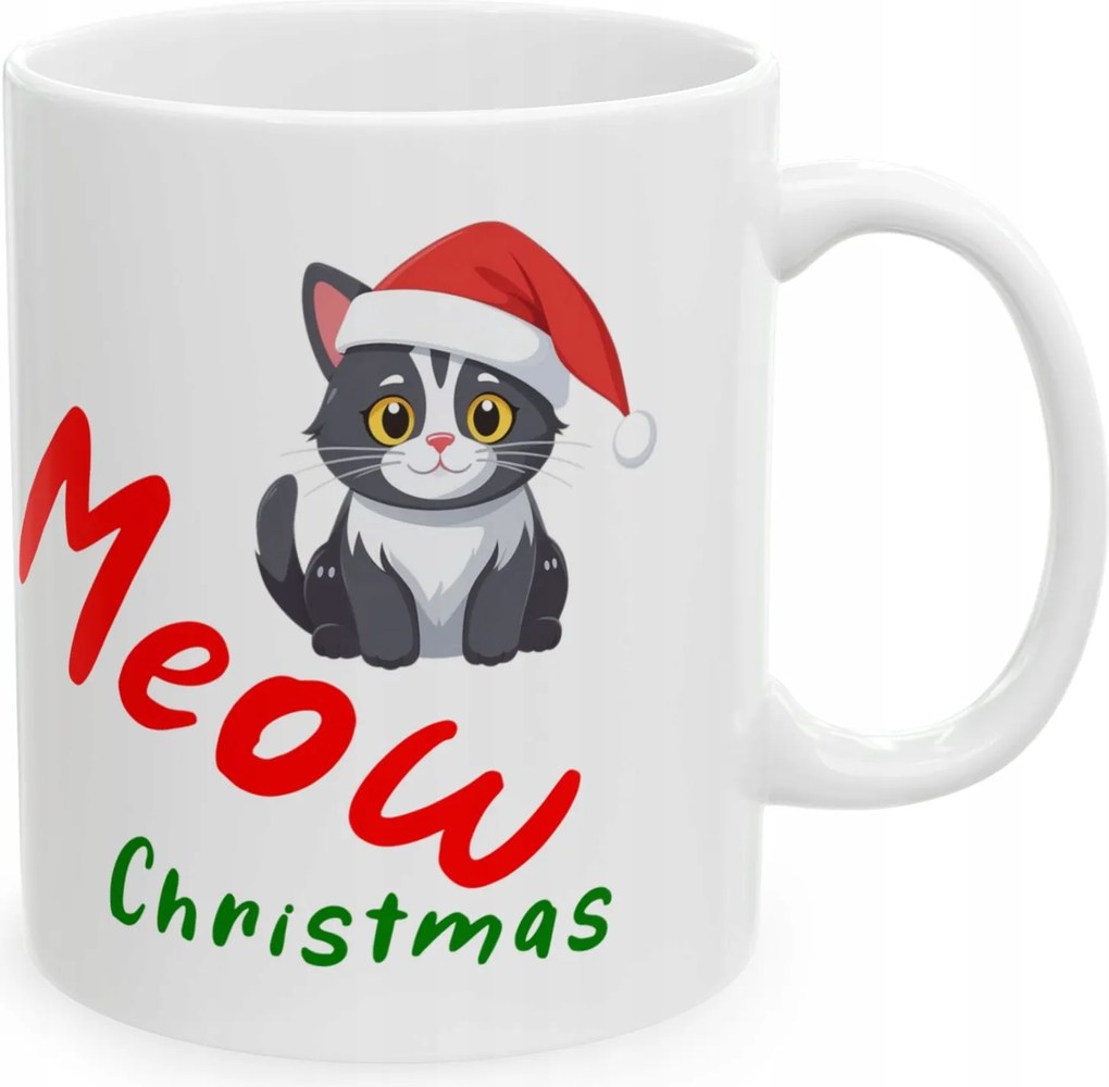 Bögre Karácsonyi nyomtatás Mikulás cica Ajándék Meow Christmas