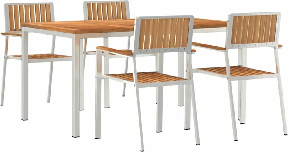 vidaXL Kültéri étkező szett 5 pcs Barna Tömör Teakfa
