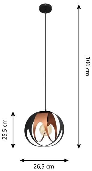 Csillár zsinóron MOONLIGHT 1xE27/15W/230V fekete/réz